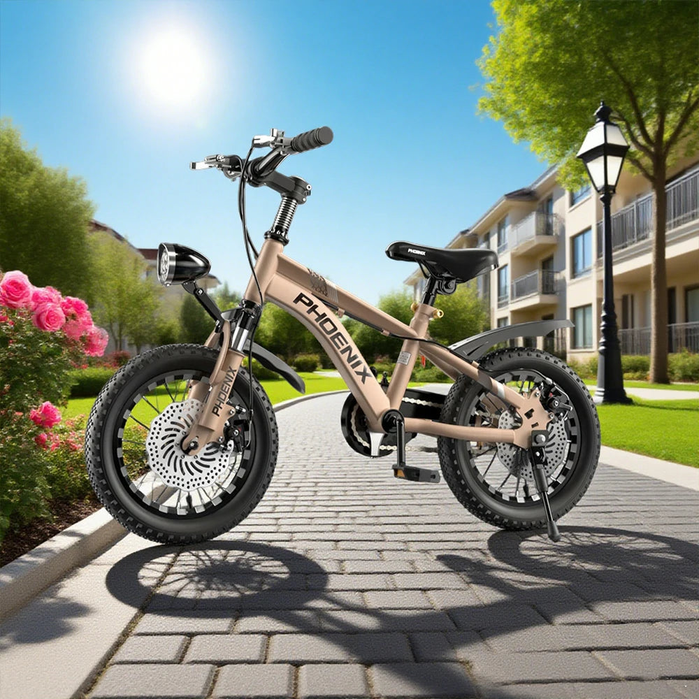 VOLTUS 14/18/22 Inch Children's Bicycle Foot Support & Training Wheels CNC Double-Layer Knife Ring - Golden