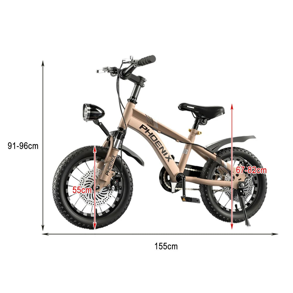 VOLTUS 14/18/22 Inch Children's Bicycle Foot Support & Training Wheels CNC Double-Layer Knife Ring - Golden