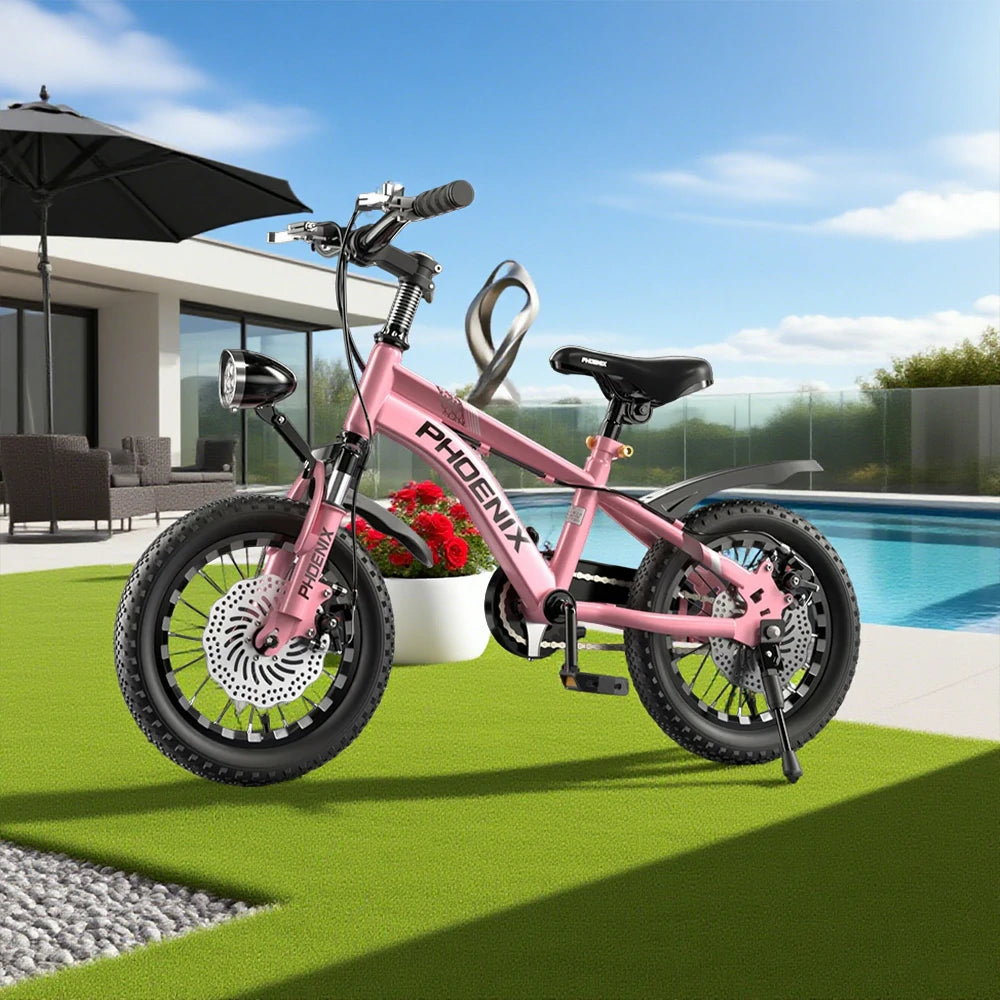 VOLTUS 14/18/22 Inch Children's Bicycle Foot Support & Training Wheels CNC Double-Layer Knife Ring - Pink