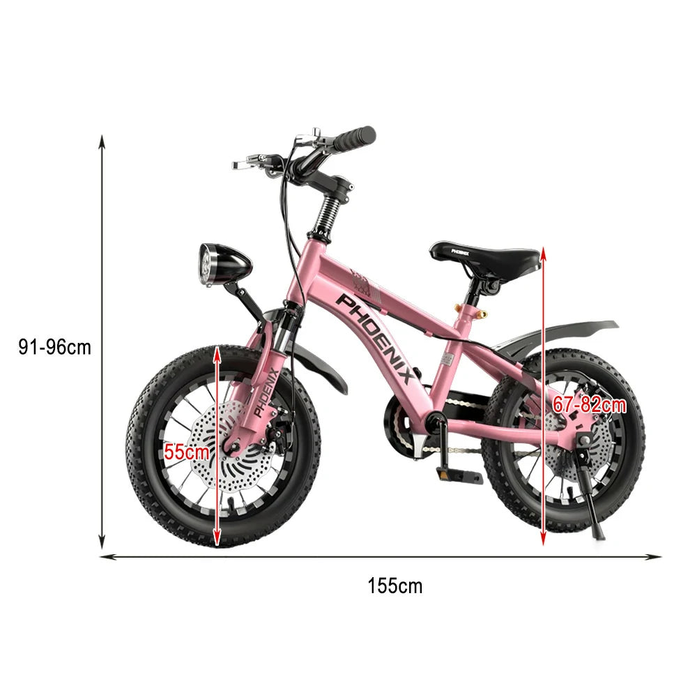 VOLTUS 14/18/22 Inch Children's Bicycle Foot Support & Training Wheels CNC Double-Layer Knife Ring - Pink