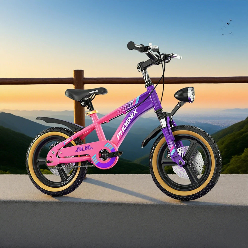 VOLTUS 14/18/22 Inch Children's Bicycle Foot Support & Training Wheels Magnesium Alloy Integrated Wheel - Pink&Purple