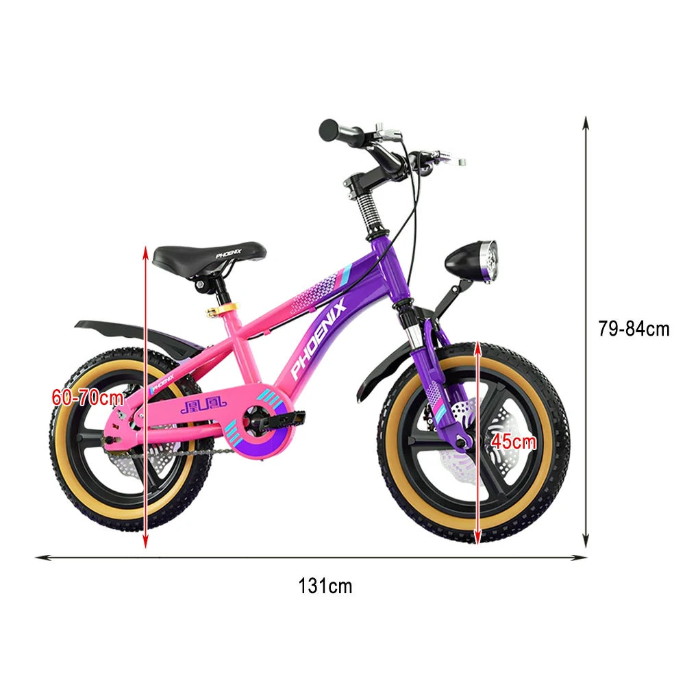 VOLTUS 14/18/22 Inch Children's Bicycle Foot Support & Training Wheels Magnesium Alloy Integrated Wheel - Pink&Purple
