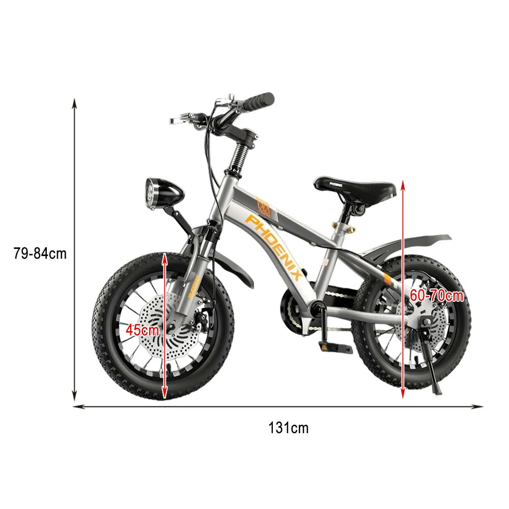 VOLTUS 14/18/22 Inch Children's Bicycle Foot Support & Training Wheels CNC Double-Layer Knife Ring - Silvery