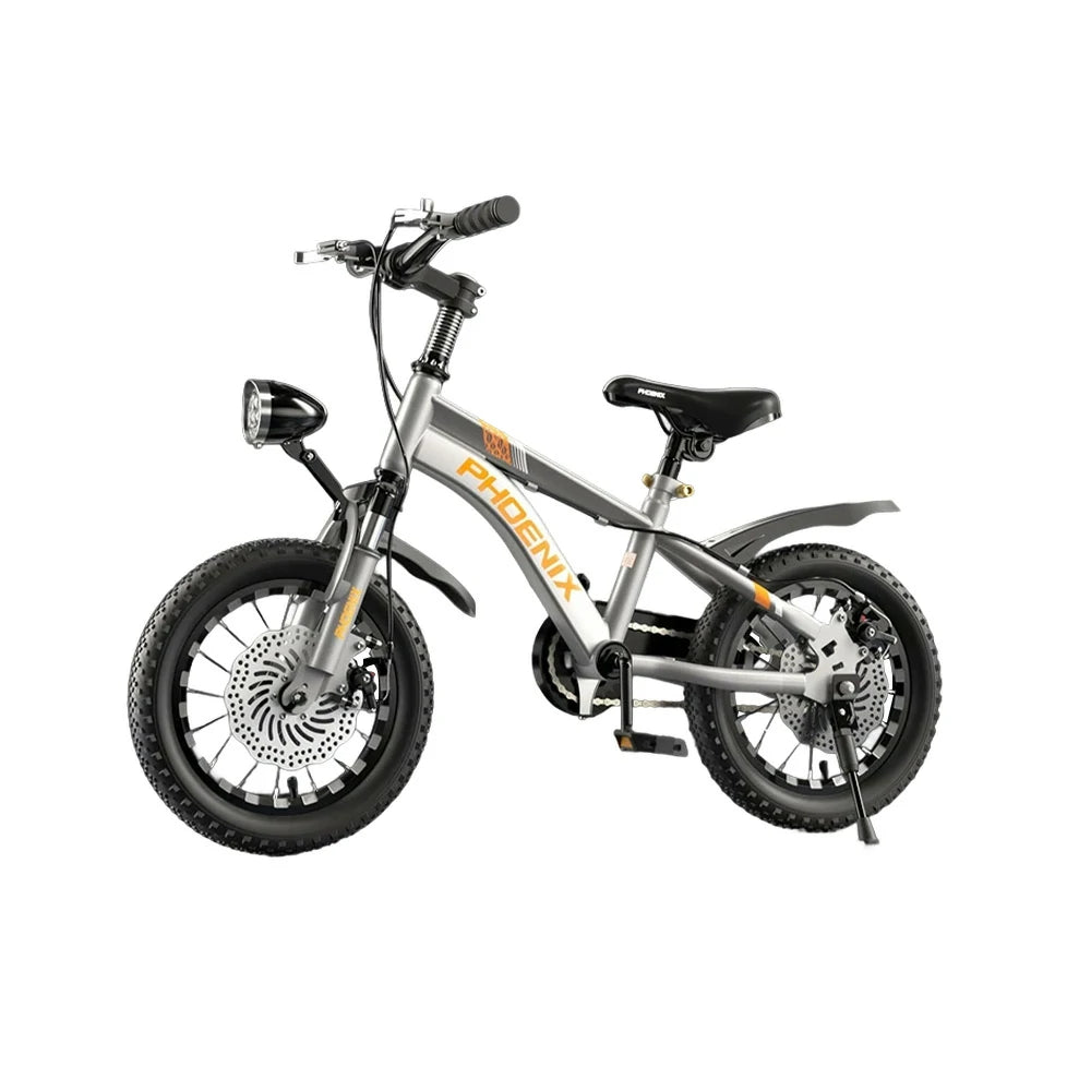 VOLTUS 14/18/22 Inch Children's Bicycle Foot Support & Training Wheels CNC Double-Layer Knife Ring - Silvery