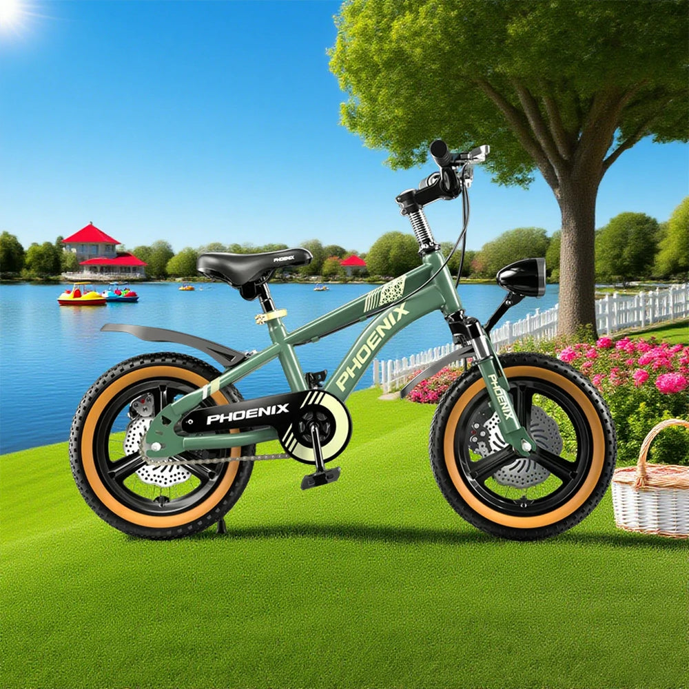 VOLTUS 14/18/22 Inch Children's Bicycle Foot Support & Training Wheels Upgraded Magnesium Alloy Integrated Wheel - Green