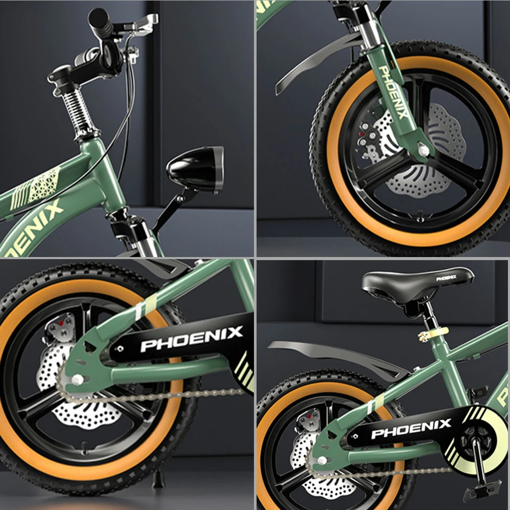 VOLTUS 14/18/22 Inch Children's Bicycle Foot Support & Training Wheels Upgraded Magnesium Alloy Integrated Wheel - Green