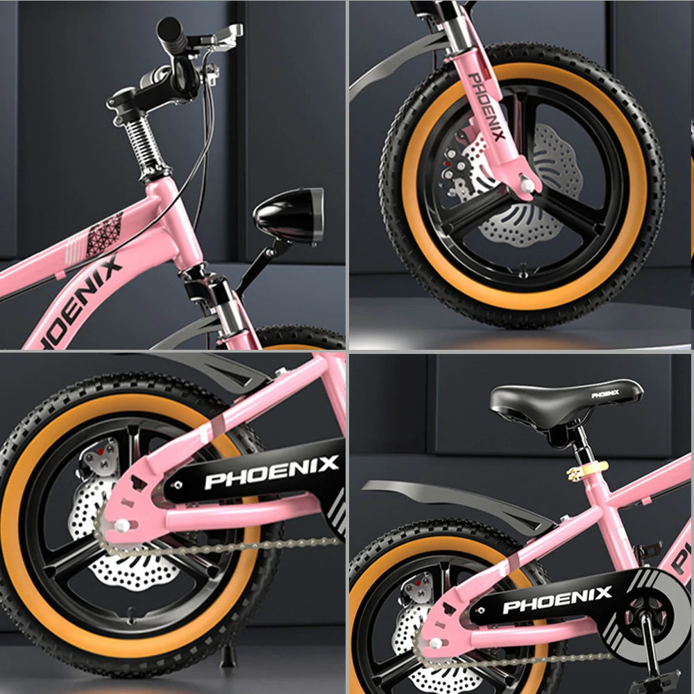 VOLTUS 14/18/22 Inch Children's Bicycle Foot Support & Training Wheels Upgraded Magnesium Alloy Integrated Wheel - Pink