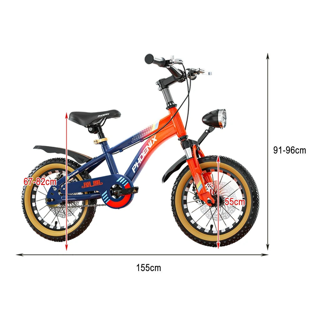 VOLTUS 14/18/22 Inch Children's Bicycle Foot Support & Training Wheels Magnesium Alloy Integrated Wheel CNC Double-Layer Knife Ring - Blue&Orange