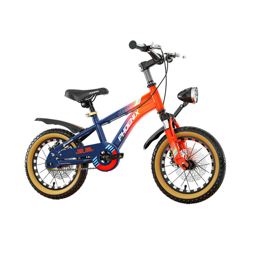 VOLTUS 14/18/22 Inch Children's Bicycle Foot Support & Training Wheels Magnesium Alloy Integrated Wheel CNC Double-Layer Knife Ring - Blue&Orange