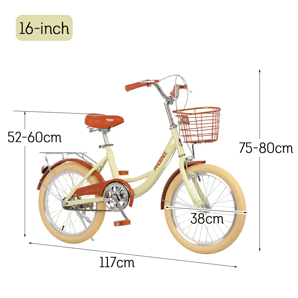 VOLTUS 16/20/22 Kids' Princess Bike - Standard & Training Wheel Options, Comfortable Seat, Safety Design - Yellow