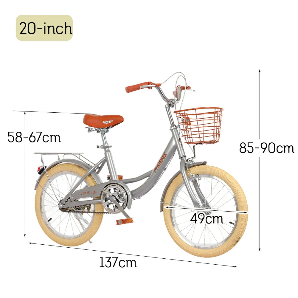 VOLTUS 16/20/22 Kids' Princess Bike - Standard & Training Wheel Options, Comfortable Seat, Safety Design - Silver