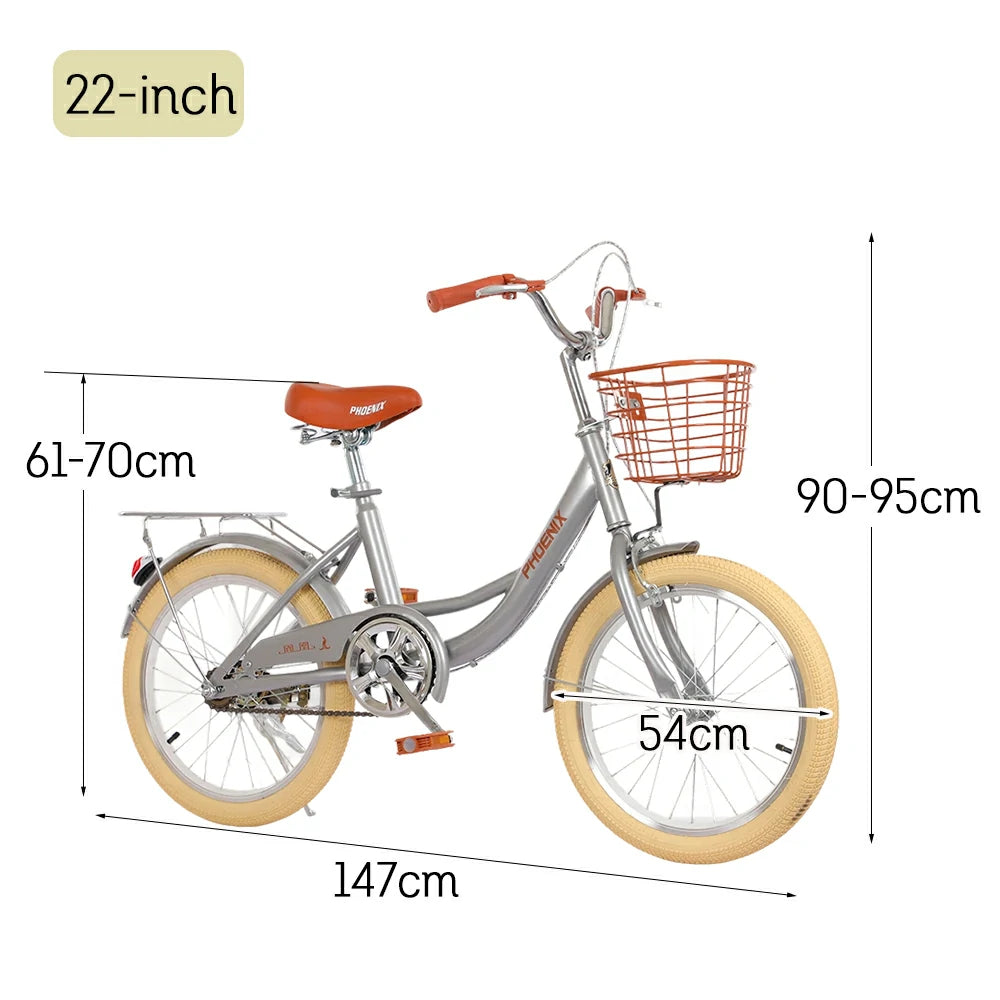 VOLTUS 16/20/22 Kids' Princess Bike - Standard & Training Wheel Options, Comfortable Seat, Safety Design - Silver