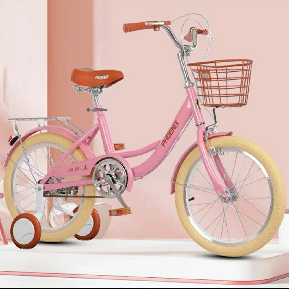 VOLTUS 16/20/22 Kids' Princess Bike - Standard & Training Wheel Options, Comfortable Seat, Safety Design - Pink