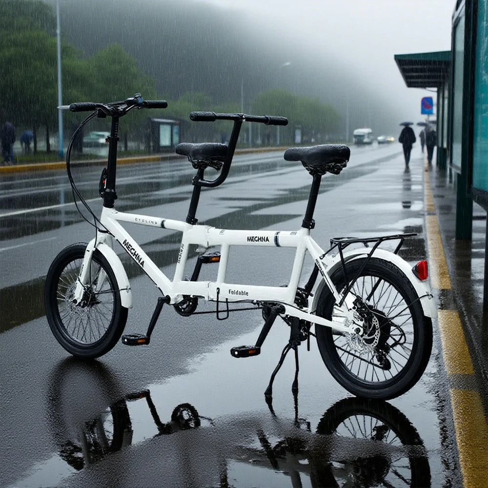 VOLTUS 2-Person Folding Bicycle 20 Inch Variable Speed - Black/Orange/White