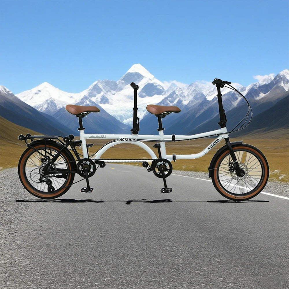 VOLTUS 20 Inch Double Bike 4-Fold Design with Upgraded Shock Absorber Seat-White