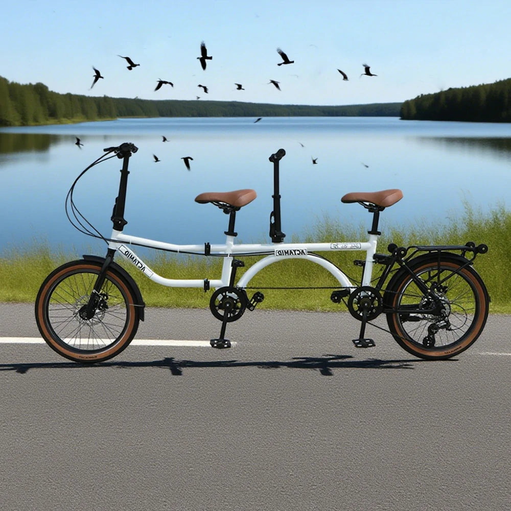 VOLTUS 20 Inch Double Bike 4-Fold Design with Upgraded Shock Absorber Seat-White