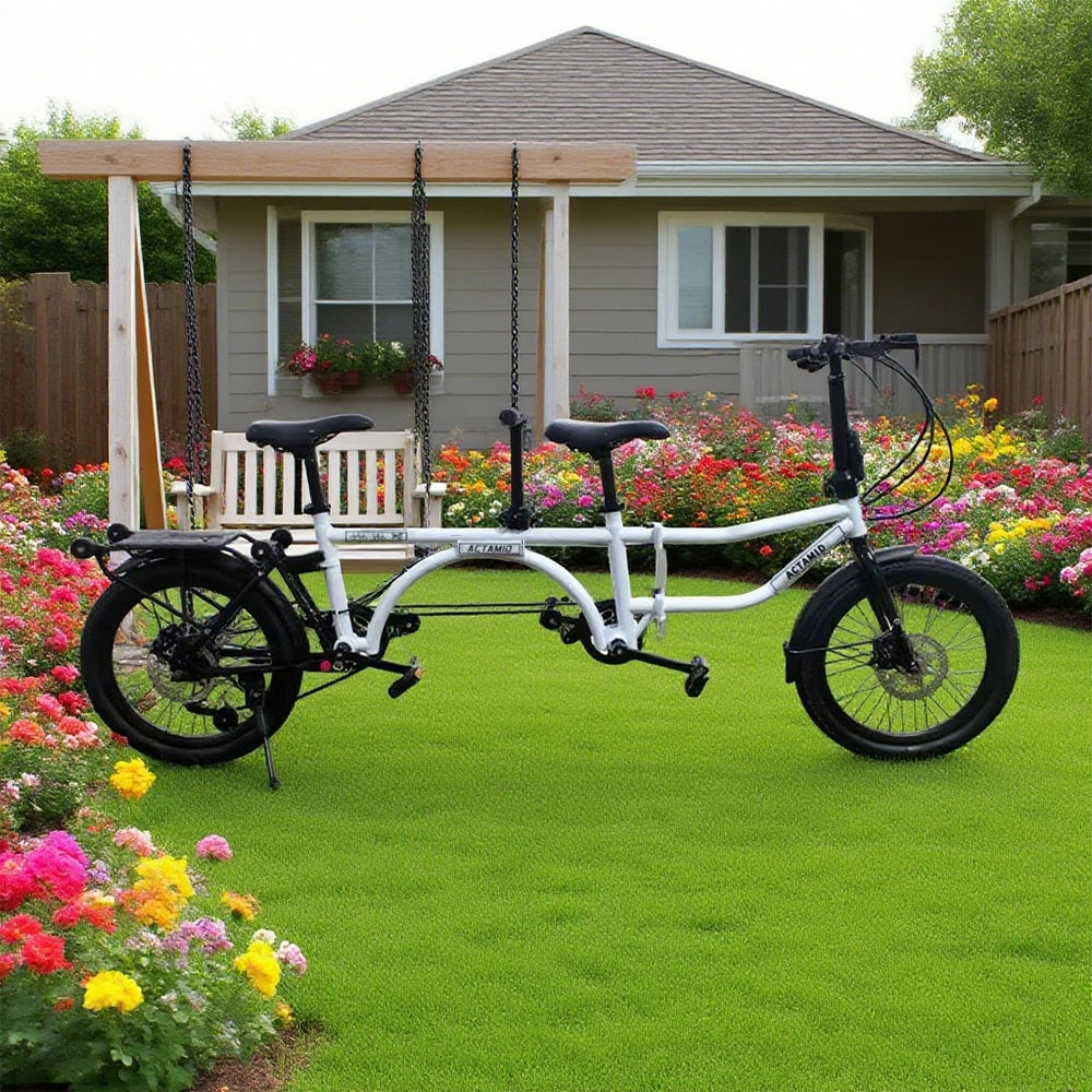 VOLTUS 20 Inch Double Bike 4-Fold Design with Upgraded Shock Absorber Seat-White