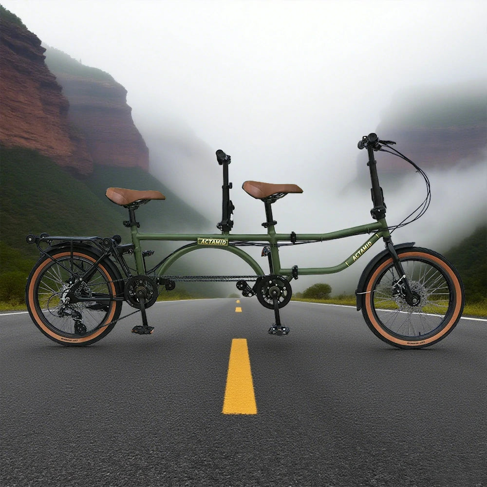 VOLTUS 20 Inch Double Bike 4-Fold Design with Upgraded Shock Absorber Seat-Green