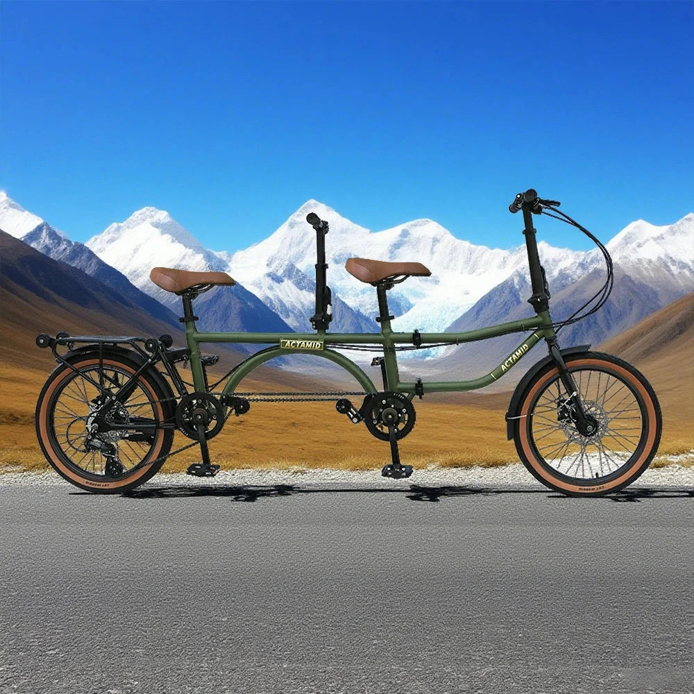 VOLTUS 20 Inch Double Bike 4-Fold Design with Upgraded Shock Absorber Seat-Green