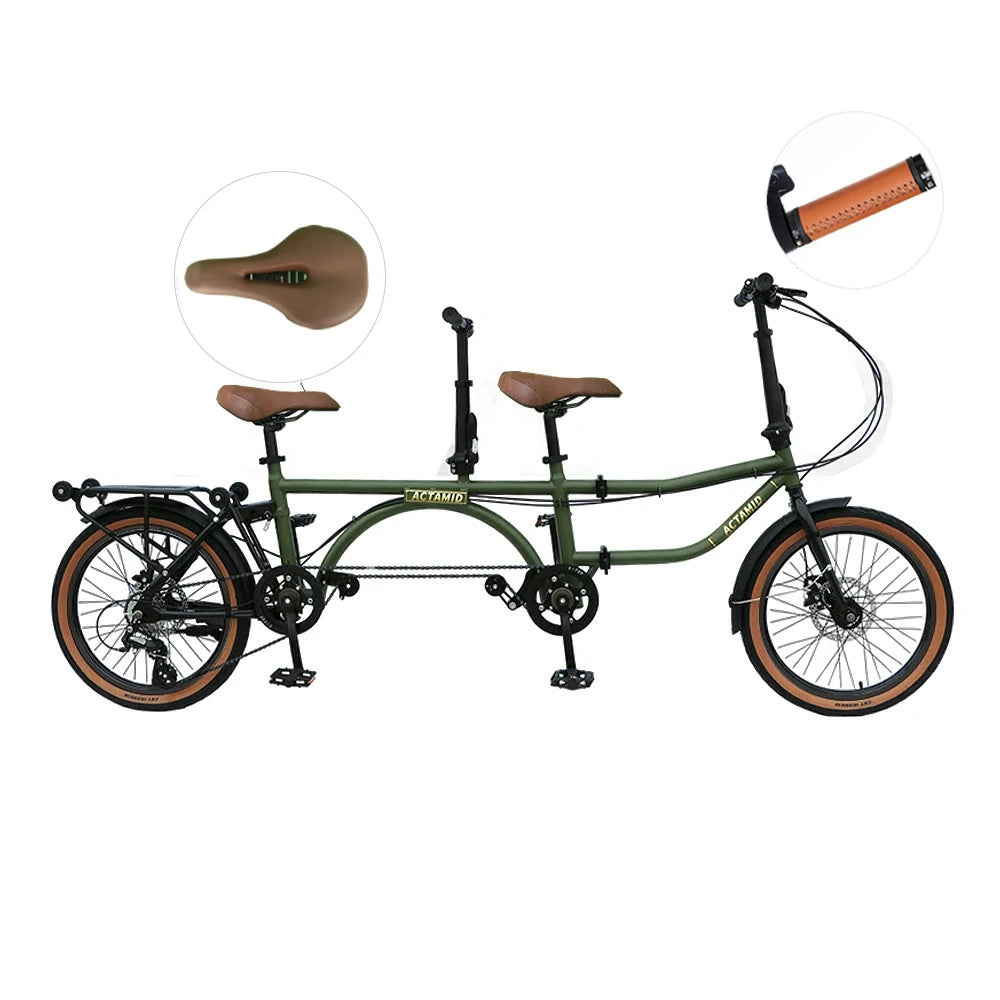 VOLTUS 20 Inch Double Bike 4-Fold Design with Upgraded Shock Absorber Seat-Green