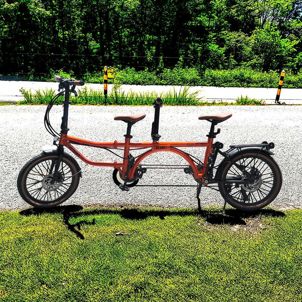 VOLTUS 20 Inch Double Bike 4-Fold Design with Upgraded Shock Absorber Seat-Orange