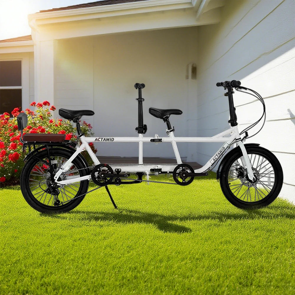 VOLTUS 20 Inch Double Folding Bicycle - 3 Fold with Upgraded Shock-Absorbing Seat & Rear Tailstock-White