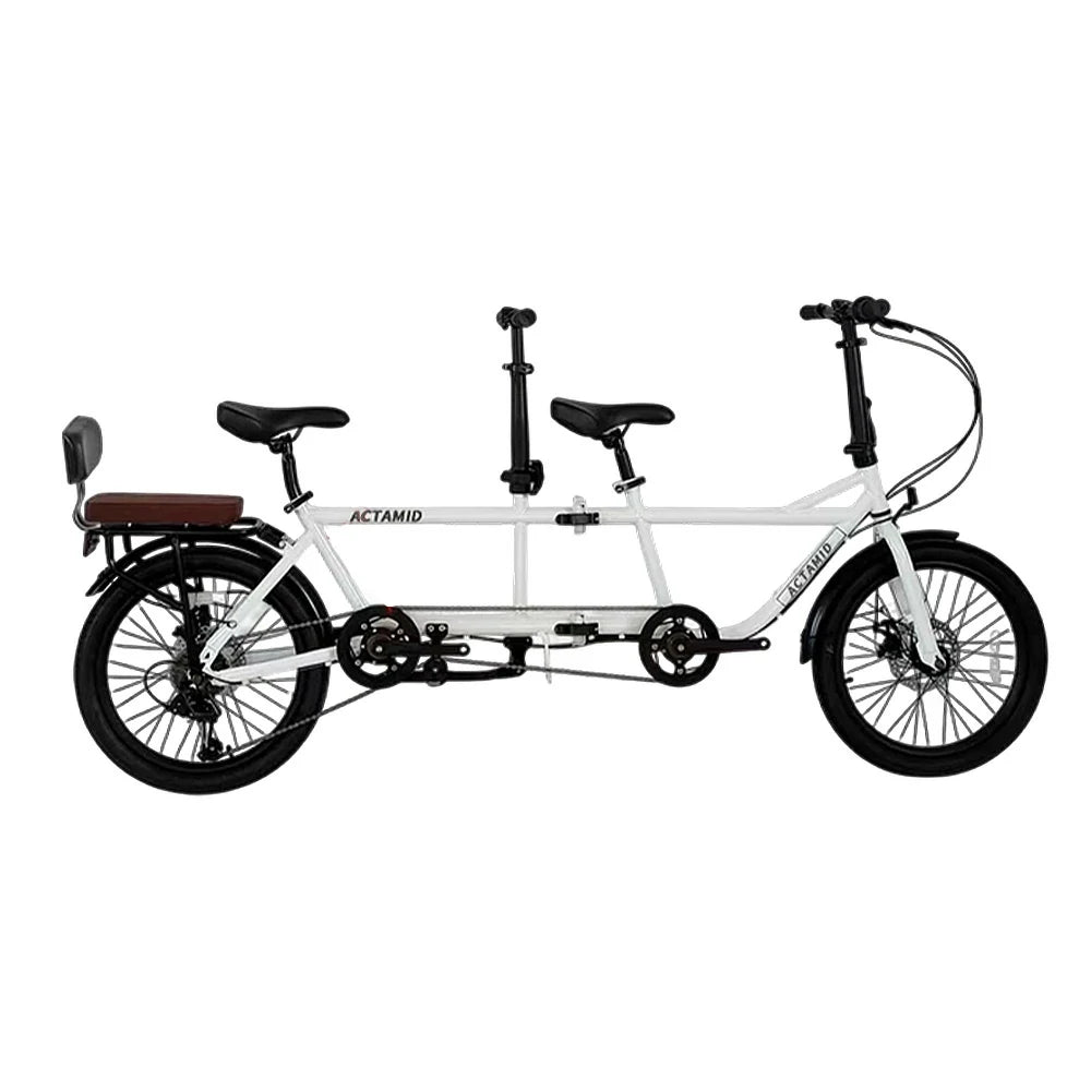 VOLTUS 20 Inch Double Folding Bicycle - 3 Fold with Upgraded Shock-Absorbing Seat & Rear Tailstock-White