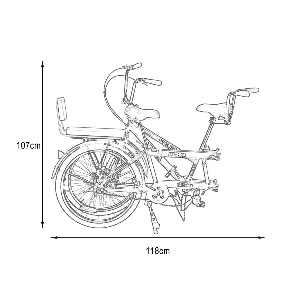 VOLTUS 2-Person Folding Bicycle 24" Single Speed - Black/Orange/White