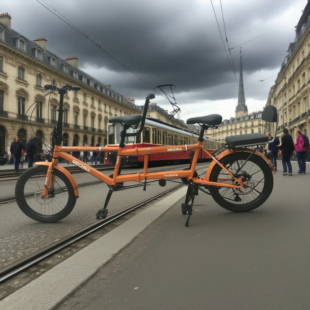 VOLTUS 2-Person Folding Bicycle 24" Single Speed - Black/Orange/White