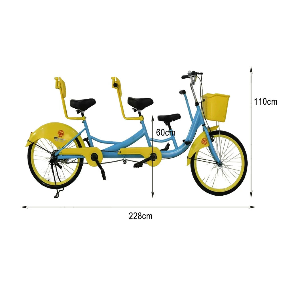 VOLTUS 3-Seater/4-Seater Three Person Bicycle Sightseeing Bike-Blue/Red/Green