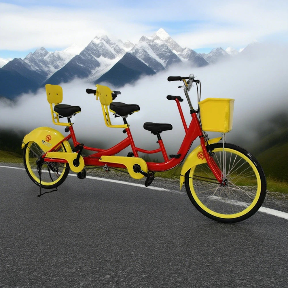 VOLTUS 3-Seater/4-Seater Three Person Bicycle Sightseeing Bike-Blue/Red/Green