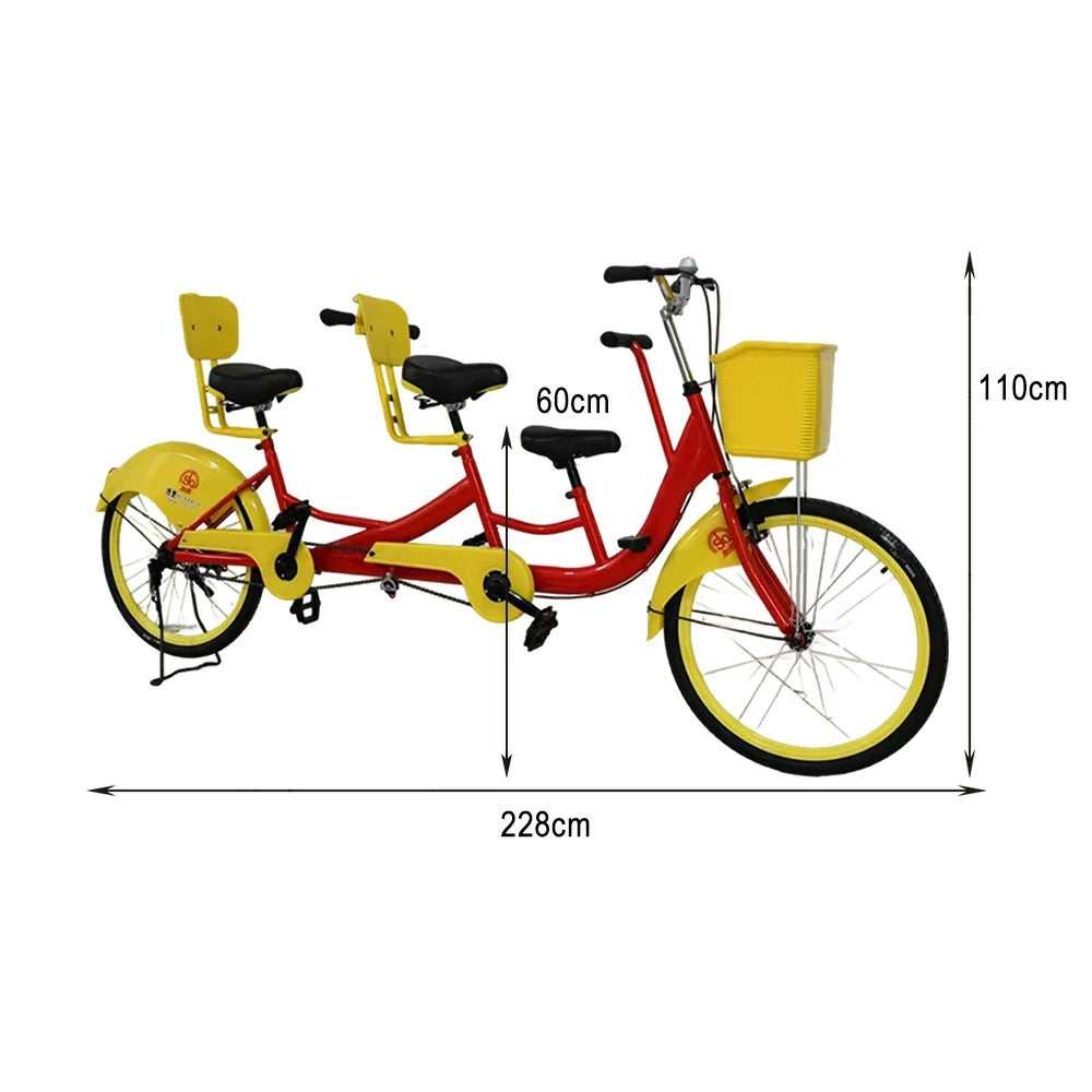 VOLTUS 3-Seater/4-Seater Three Person Bicycle Sightseeing Bike-Blue/Red/Green