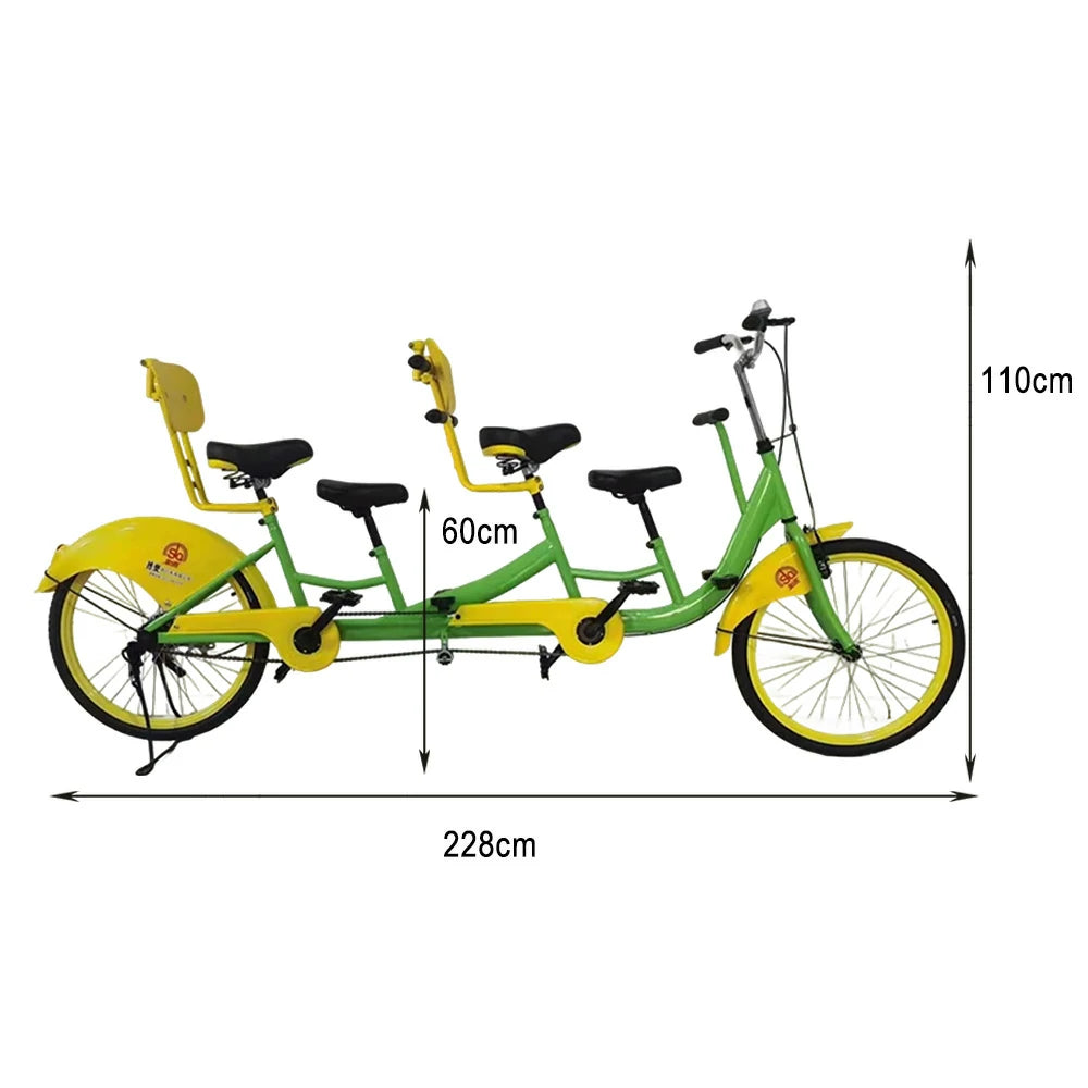 VOLTUS 3-Seater/4-Seater Three Person Bicycle Sightseeing Bike-Blue/Red/Green