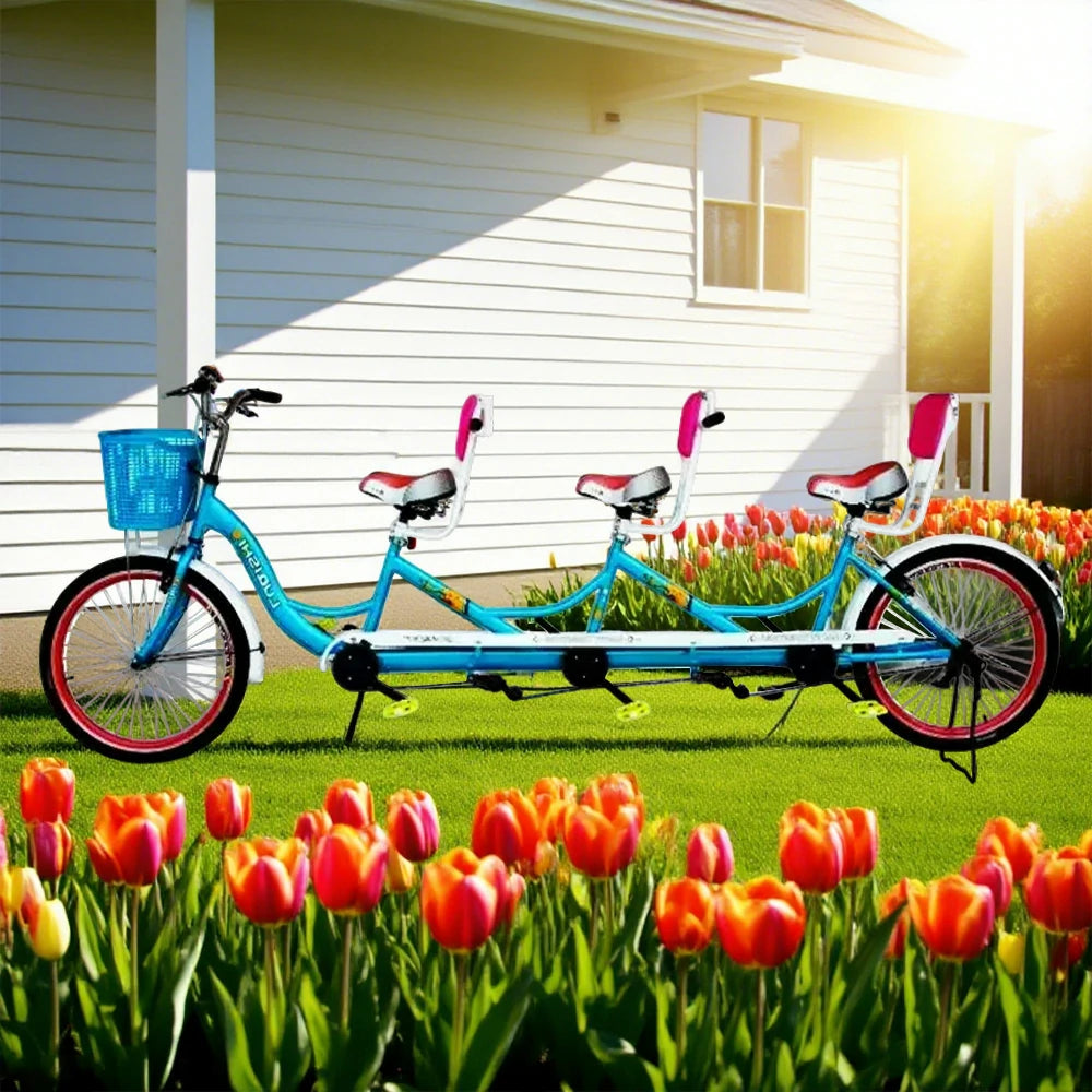 VOLTUS Three Seater Sightseeing Bicycle Comfortable Seat Red/Green/Blue