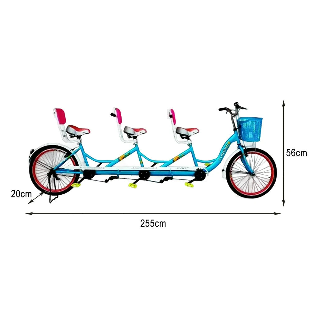 VOLTUS Three Seater Sightseeing Bicycle Comfortable Seat Red/Green/Blue