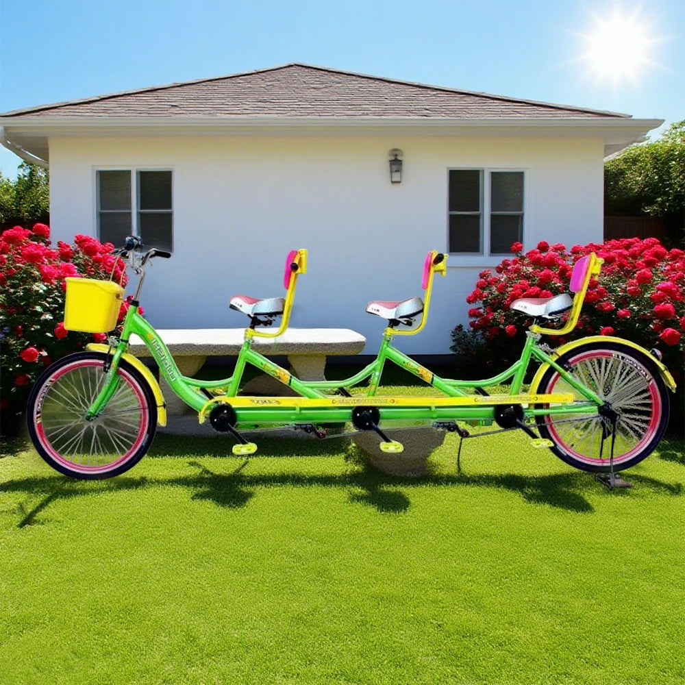 VOLTUS Three Seater Sightseeing Bicycle Comfortable Seat Red/Green/Blue