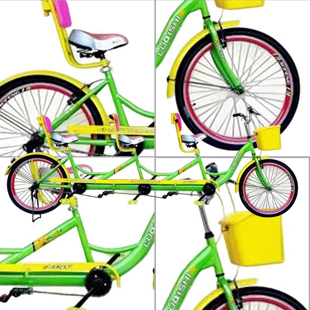 VOLTUS Three Seater Sightseeing Bicycle Comfortable Seat Red/Green/Blue