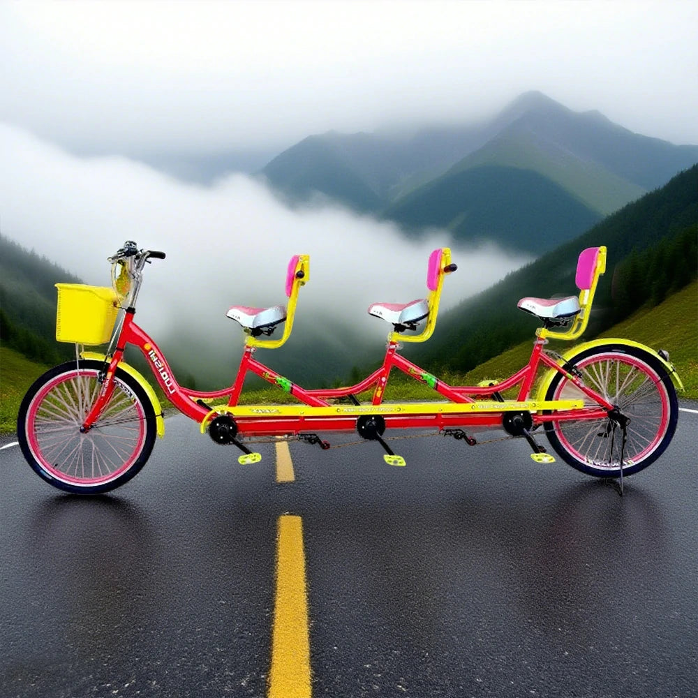 VOLTUS Three Seater Sightseeing Bicycle Comfortable Seat Red/Green/Blue