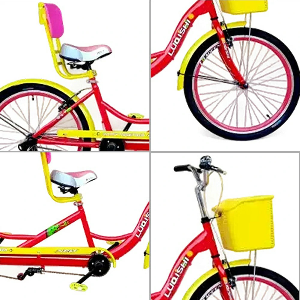 VOLTUS Three Seater Sightseeing Bicycle Comfortable Seat Red/Green/Blue