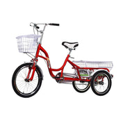 VOLTUS Adult Three Wheel Bicycle Single Speed Upgraded Seat Comfort Tire Reinforcement-Red/Blue/Silvery