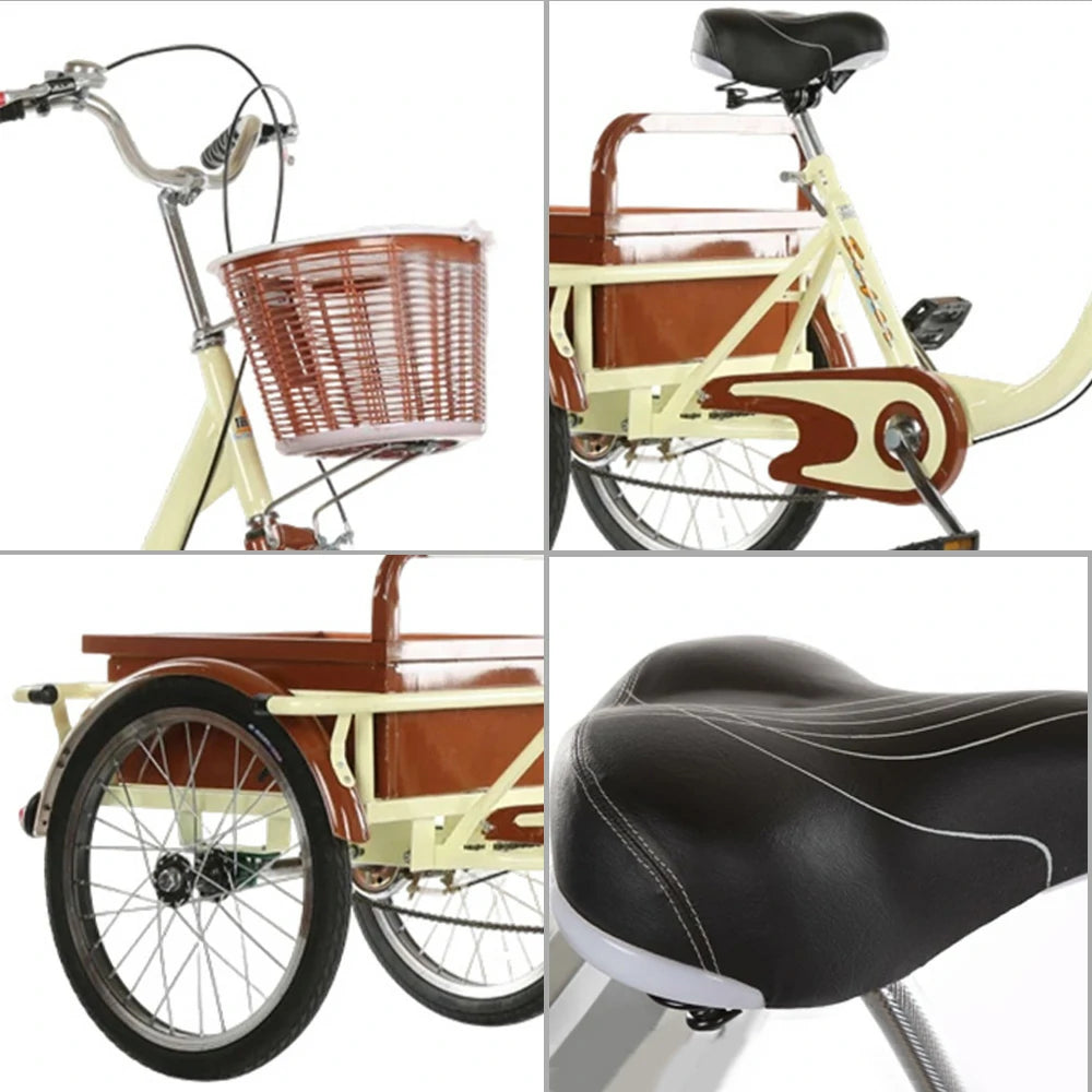 VOLTUS Adult Tricycle Shock-Absorbing Front Fork Comfortable Red/Silver/Beige