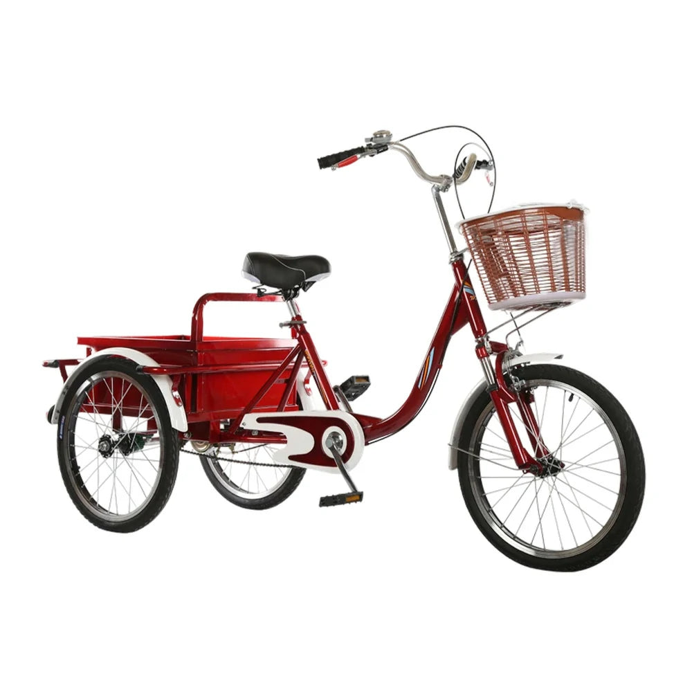 VOLTUS Adult Tricycle Shock-Absorbing Front Fork Comfortable Red/Silver/Beige