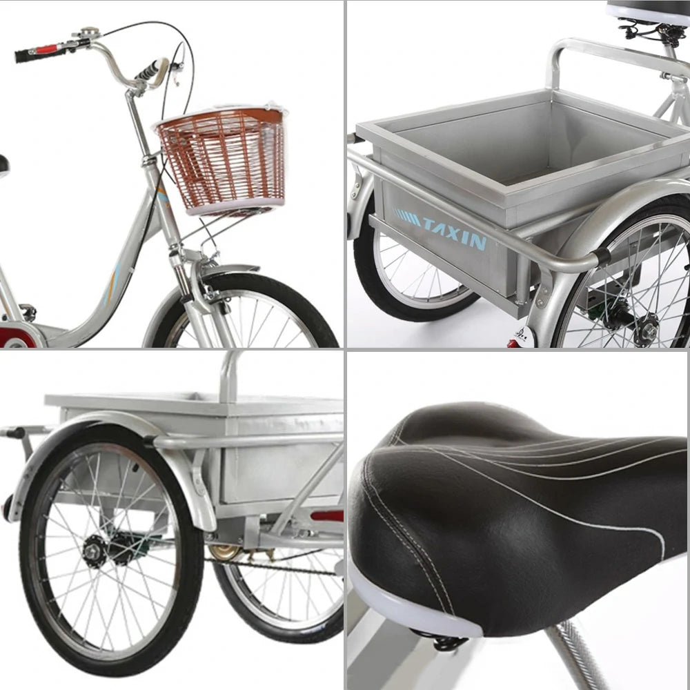 VOLTUS Adult Tricycle Shock-Absorbing Front Fork Comfortable Red/Silver/Beige