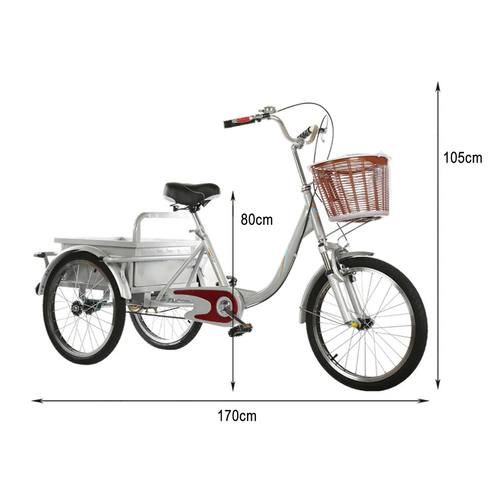 VOLTUS Adult Tricycle Shock-Absorbing Front Fork Comfortable Red/Silver/Beige