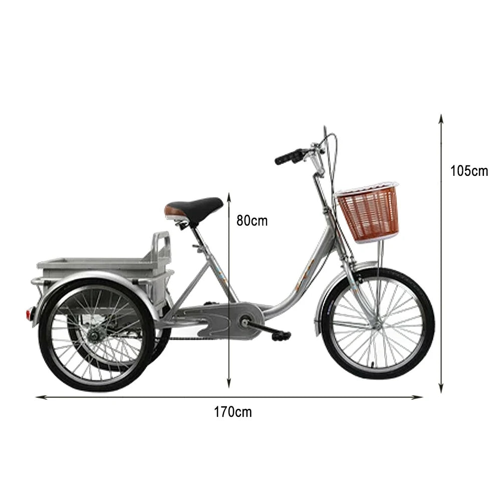 VOLTUS Adult Three Wheel Bicycle Regular Front Fork Comfortable Red/Silver