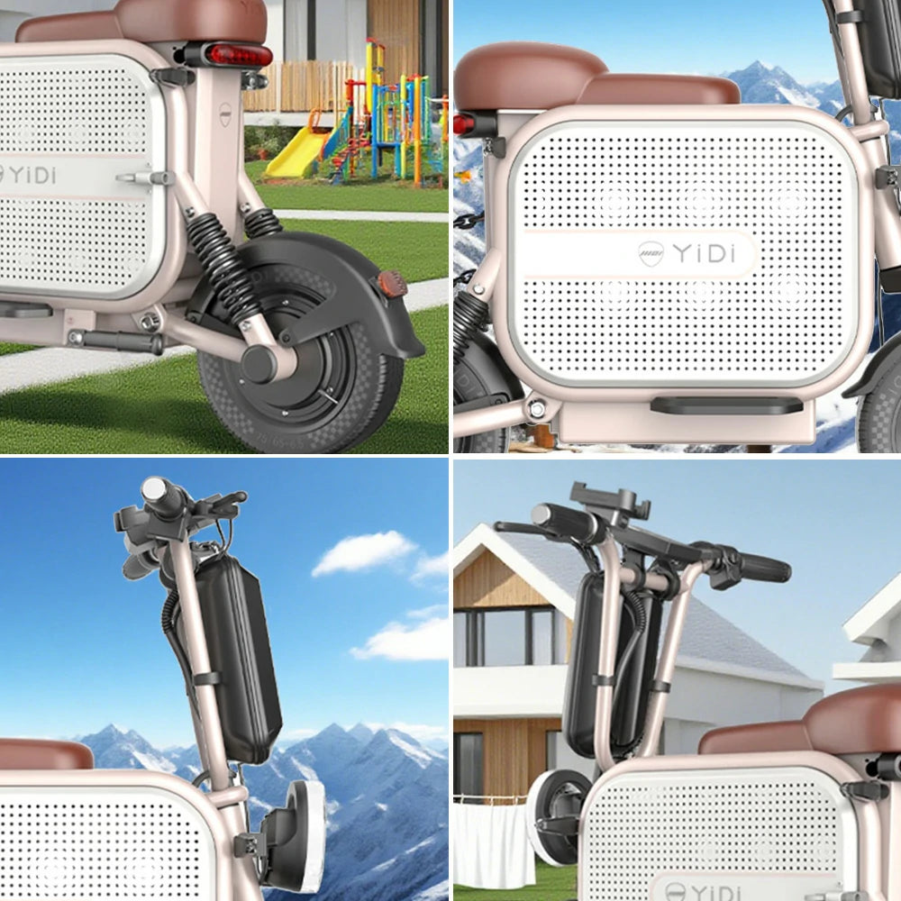 AKEZ Dudu10 500W 48V 13A Foldable Electric Scooter High-Carbon Steel Frame - Black&Pink