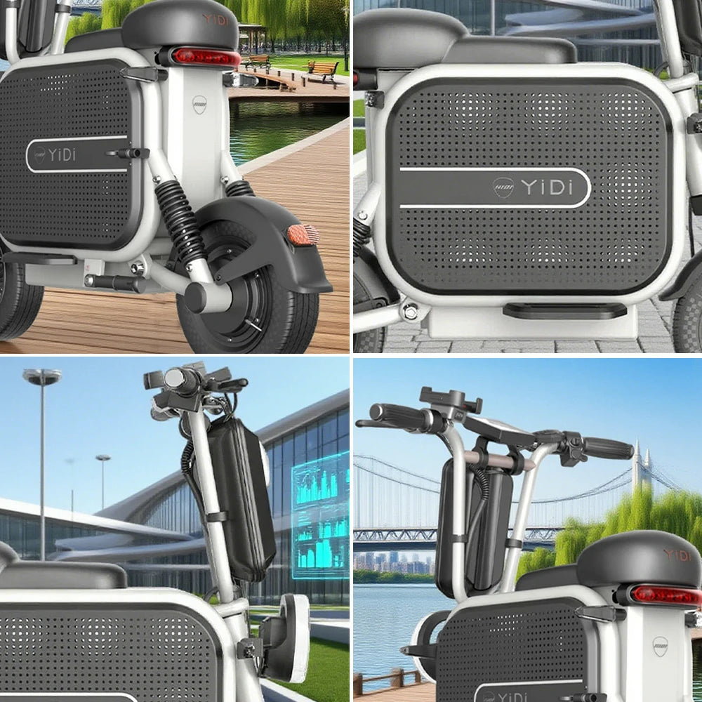 AKEZ Dudu10 500W 48V 13A Foldable Electric Scooter High-Carbon Steel Frame - Black & White