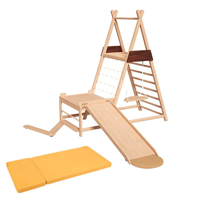 [10% OFF PRE-SALE] T&R SPORTS CLOUDMAT Kids Climbing Frame W/ Cloud Swing And Playmat Double-sided Slide Kids Playground - Wood (Dispatch in 8 weeks) megalivingmatters