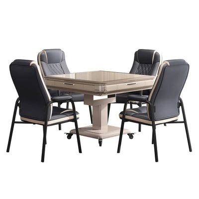 [10% OFF PRE-SALE] T&R SPORTS X7 Mute Foldable Base Mahjong Table and 4*Chairs With Cover and USB - Champagne (Dispatch in 8 weeks) T&R Sports