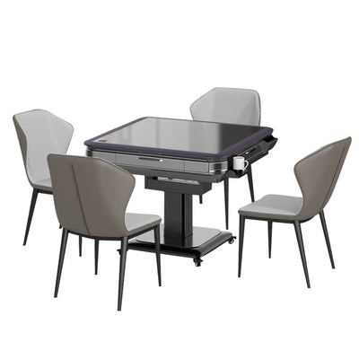 [10% OFF PRE-SALE] T&R SPORTS X7 Mute Foldable Base Mahjong Table and 4*Chairs With Cover and USB - Grey&Grey (Dispatch in 8 weeks) T&R Sports